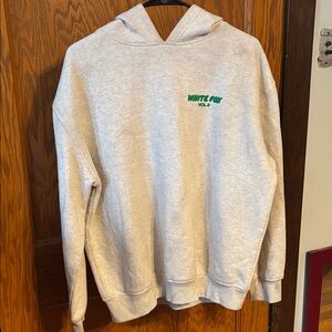 White Fox Boutique Light Gray Hoodie with Green Text